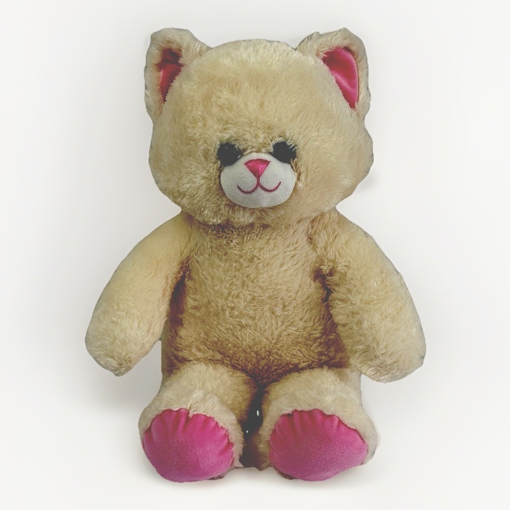 Build-A-Bear Lemon Cream Kitty Plush Cat 16" 2019 Pink Ears & Paws Retired